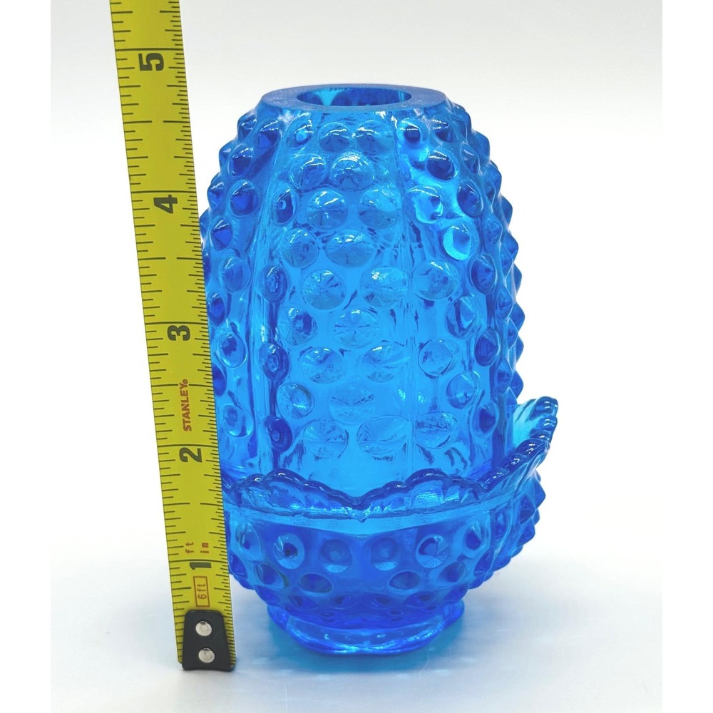 Fenton Fairy Lamp Colonial Blue Hobnail Glass Candle Holder 4.5 inch Vintage - Picture 9 of 9
